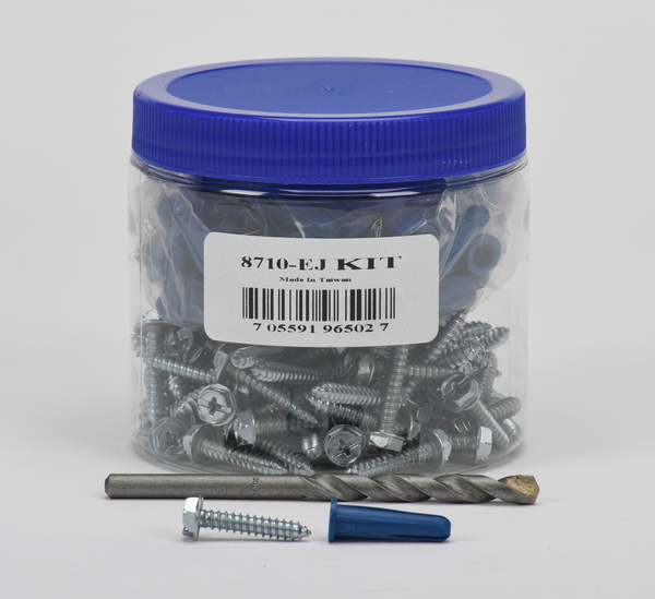 8710-114EJ ANCHOR KIT - 10 X 1-1/4 HEX HEAD COMBO PLASTIC ANCHOR KIT (100 SCREWS & ANCHORS)